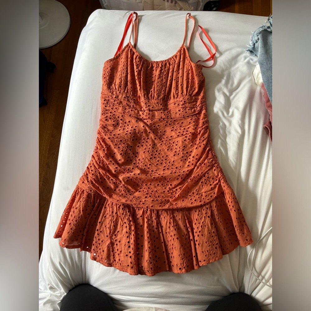 Burnt orange drop waist sun dress
